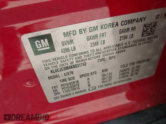 ✅ 2019 Buick Encore Essence • VIN: KL4CJCSM4KB831742 • Лот: 42615136. Опубликован ранее на IAAI с пробегом 66 487 миль. Бесплатный доступ к архиву аукционных продаж из США и подробный отчёт об истории автомобиля на DreamBid. Изображение 9.