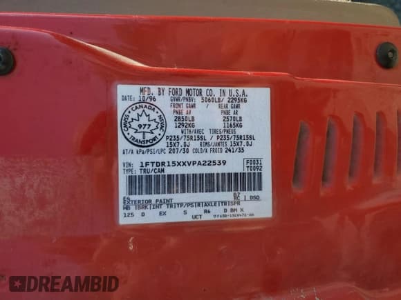 ✅ 1997 Ford Ranger XLT • VIN: 1FTDR15XXVPA22539 • Lot: 63694635. Listed on Copart with 250,661 mi. Free auction sales archive from the USA and detailed vehicle history report at DreamBid. Image 12.