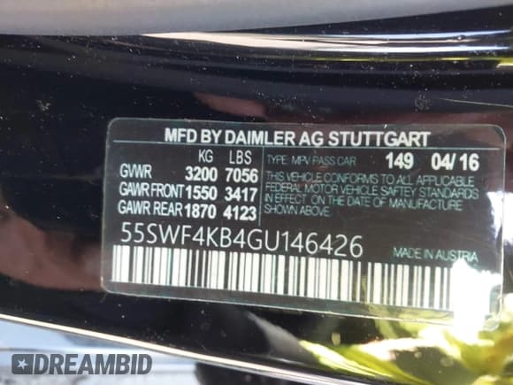 ✅ 2016 Mercedes-Benz C 300 Luxury • VIN: 55SWF4KB4GU146426 • Lot: 41959337. Listed on IAAI with Not provided. Free auction sales archive from the USA and detailed vehicle history report at DreamBid. Image 9.