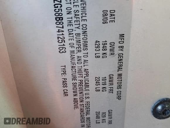 ✅ 2007 Pontiac G6 G6 • VIN: 1G2ZG58B874125163 • Lot: 85342185. Wystawiony na Copart z przebiegiem 102 137 mil. Bezpłatny archiwum sprzedaży aukcyjnych z USA i szczegółowy raport historii pojazdu na DreamBid. Zdjęcie 12.