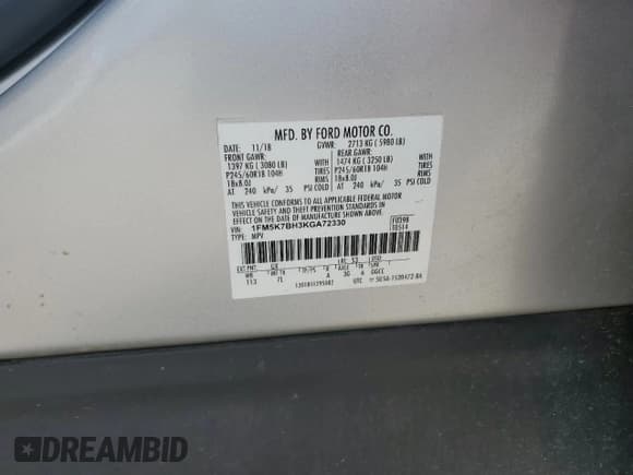 ✅ 2019 Ford Explorer • VIN: 1FM5K7BH3KGA72330 • Lot: 69824435. Listed on Copart with 102,383 mi. Free auction sales archive from the USA and detailed vehicle history report at DreamBid. Image 12.