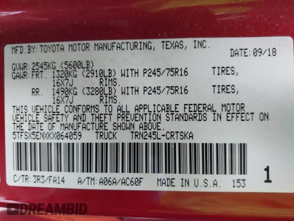 ✅ 2019 Toyota Tacoma SR • VIN: 5TFSX5ENXKX064059 • Лот: 40901024. Опубликован ранее на IAAI с пробегом 108 527 миль. Бесплатный доступ к архиву аукционных продаж из США и подробный отчёт об истории автомобиля на DreamBid. Изображение 9.