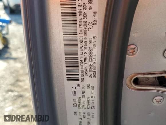 2019 Ram 1500 Big Horn with VIN 1C6RR6TTXKS689324, listed as a Copart auction lot 56919635 with 135,980 mi miles and Salvage title. Bid and sale history available at DreamBid. Image 13.