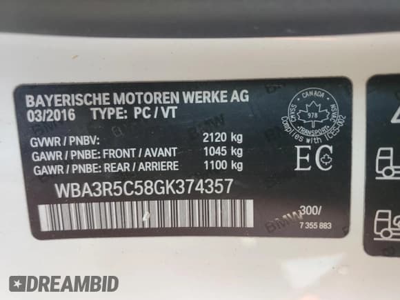 ✅ 2016 BMW 4 Series 435i xDrive • VIN: WBA3R5C58GK374357 • Lot: 57322125. Listed on Copart with 75,241 mi. Free auction sales archive from the USA and detailed vehicle history report at DreamBid. Image 12.