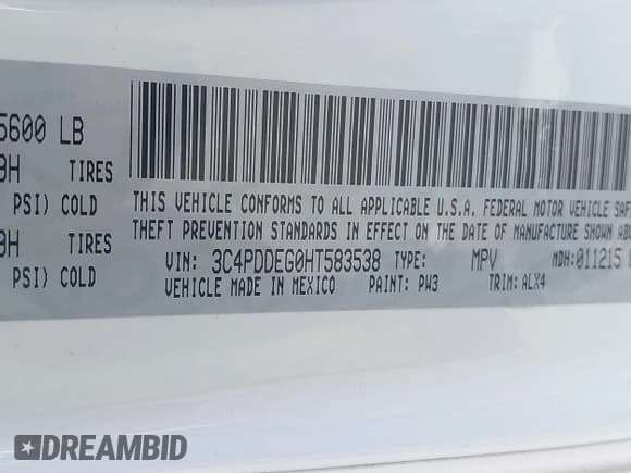 ✅ 2017 Dodge Journey GT • VIN: 3C4PDDEG0HT583538 • Лот: 38461327. Опубликован ранее на IAAI с пробегом 64 672 миль. Бесплатный доступ к архиву аукционных продаж из США и подробный отчёт об истории автомобиля на DreamBid. Изображение 9.