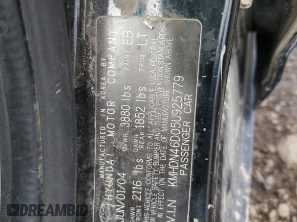 ✅ 2005 Hyundai Elantra GLS • VIN: KMHDN46D05U925779 • Lot: 50149505. Wystawiony na Copart z przebiegiem Nie podano. Bezpłatny archiwum sprzedaży aukcyjnych z USA i szczegółowy raport historii pojazdu na DreamBid. Zdjęcie 13.