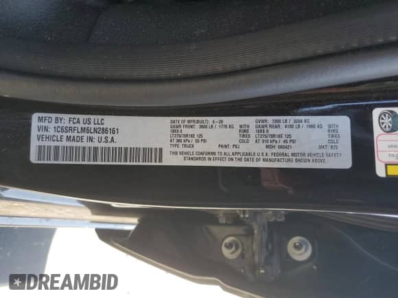 2020 Ram 1500 Rebel z VIN 1C6SRFLM6LN286161, wystawiony jako Copart lot #61503965 z przebiegiem 119 391 mil mil oraz Szkoda całkowita • Salvage title. Historia ofert i sprzedaży dostępna na DreamBid. Obrazek 12.