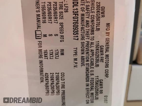 ✅ 2007 Chevrolet Equinox LS • VIN: 2CNDL13F076093517 • Lot: 86452465. Wystawiony na Copart z przebiegiem 151 819 mil. Bezpłatny archiwum sprzedaży aukcyjnych z USA i szczegółowy raport historii pojazdu na DreamBid. Zdjęcie 12.