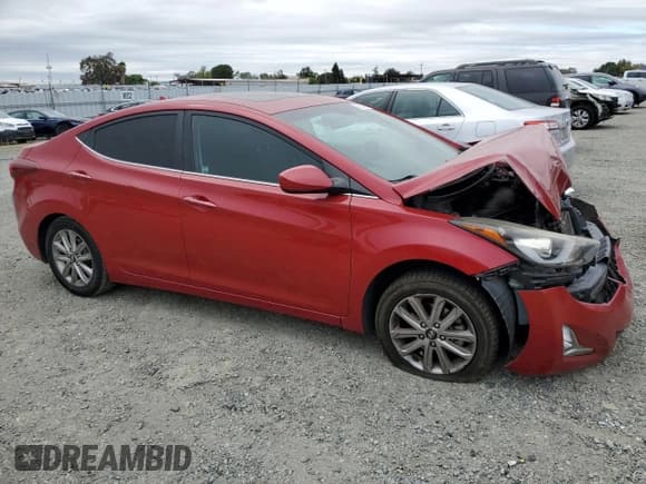 ✅ 2015 Hyundai Elantra SE • VIN: KMHDH4AE2FU226680 • Lot: 81880415. Listed on Copart with 92,155 mi. Free auction sales archive from the USA and detailed vehicle history report at DreamBid. Image 4.