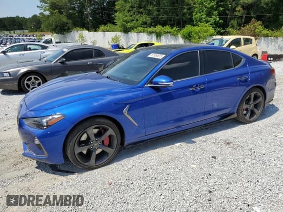 ✅ 2020 Genesis G70 3.3T • VIN: KMTG34LE7LU058061 • Lot: 57534815. Listed on Copart with 76,885 mi. Free auction sales archive from the USA and detailed vehicle history report at DreamBid. Image 1.