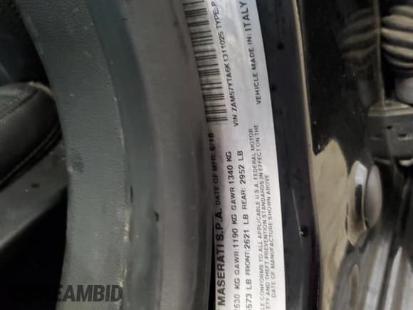 ✅ 2019 Maserati Ghibli S Q4 • VIN: ZAM57YTA6K1311025 • Lot: 61622675. Wystawiony na Copart z przebiegiem 62 831 mil. Bezpłatny archiwum sprzedaży aukcyjnych z USA i szczegółowy raport historii pojazdu na DreamBid. Zdjęcie 12.