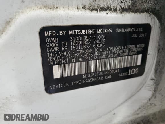 ✅ 2018 Mitsubishi Mirage ES • VIN: ML32F3FJ0JHF02041 • Lot: 90309535. Listed on Copart with 90,813 mi. Free auction sales archive from the USA and detailed vehicle history report at DreamBid. Image 12.
