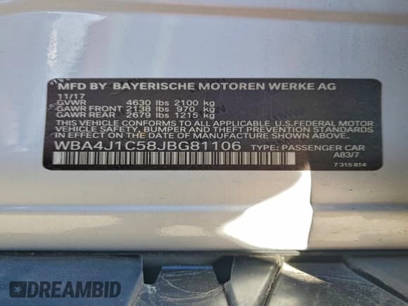 ✅ 2018 BMW 4 Series 430i • VIN: WBA4J1C58JBG81106 • Lot: 91780595. Wystawiony na Copart z przebiegiem 73 419 mil. Bezpłatny archiwum sprzedaży aukcyjnych z USA i szczegółowy raport historii pojazdu na DreamBid. Zdjęcie 13.