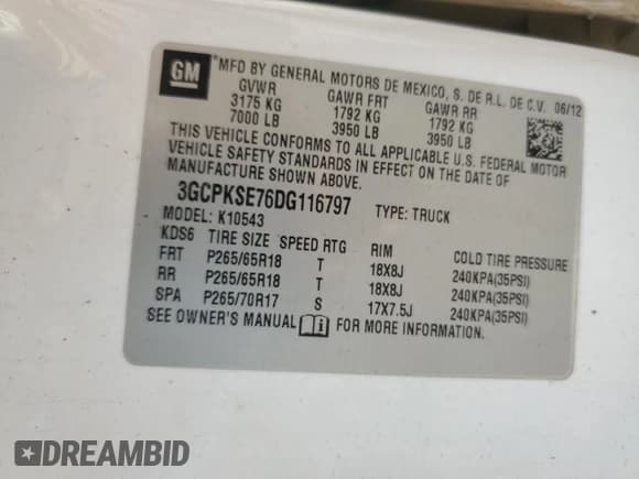 ✅ 2013 Chevrolet Silverado 1500 LT • VIN: 3GCPKSE76DG116797 • Lot: 81231415. Listed on Copart with 240,165 mi. Free auction sales archive from the USA and detailed vehicle history report at DreamBid. Image 12.