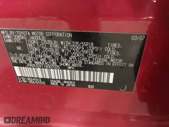 ✅ 2007 Toyota RAV4 Sport • VIN: JTMZK32V176007025 • Lot: 41958203. Listed on IAAI with 206,573 mi. Free auction sales archive from the USA and detailed vehicle history report at DreamBid. Image 9.