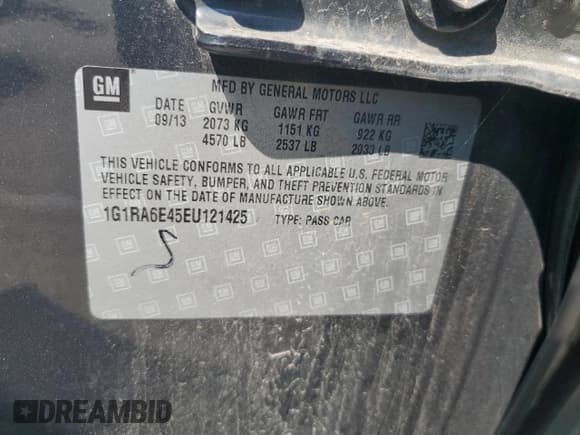 ✅ 2014 Chevrolet Volt • VIN: 1G1RA6E45EU121425 • Lot: 66751574. Wystawiony na Copart z przebiegiem 126 145 mil. Bezpłatny archiwum sprzedaży aukcyjnych z USA i szczegółowy raport historii pojazdu na DreamBid. Zdjęcie 12.