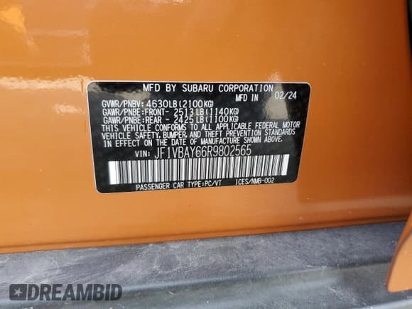 ✅ 2024 Subaru WRX TR • VIN: JF1VBAY66R9802565 • Lot: 71753564. Wystawiony na Copart z przebiegiem 2 495 mil. Bezpłatny archiwum sprzedaży aukcyjnych z USA i szczegółowy raport historii pojazdu na DreamBid. Zdjęcie 12.