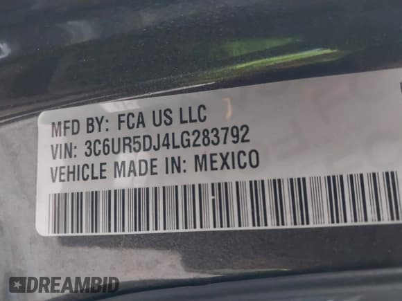 ✅ 2020 Ram 2500 Big Horn • VIN: 3C6UR5DJ4LG283792 • Lot: 41464411. Listed on IAAI with 75,501 mi. Free auction sales archive from the USA and detailed vehicle history report at DreamBid. Image 9.