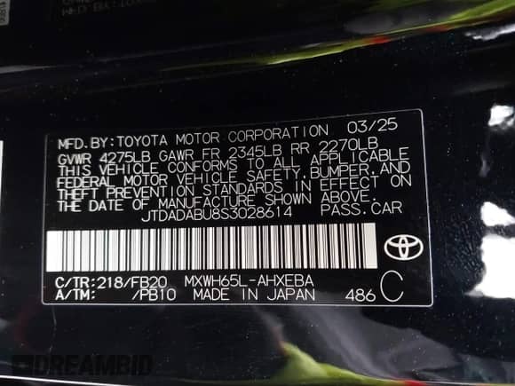 2025 Toyota Prius LE с VIN JTDADABU8S3028614, выставлен на аукционе IAAI как лот 43409864 с пробегом 11 339 миль миль и . История ставок и продаж доступна на DreamBid. Изображение 9.