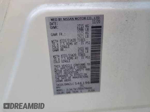 ✅ 2020 Infiniti QX60 Luxe • VIN: 5N1DL0MN2LC546196 • Lot: 92503765. Wystawiony na Copart z przebiegiem 51 288 mil. Bezpłatny archiwum sprzedaży aukcyjnych z USA i szczegółowy raport historii pojazdu na DreamBid. Zdjęcie 13.