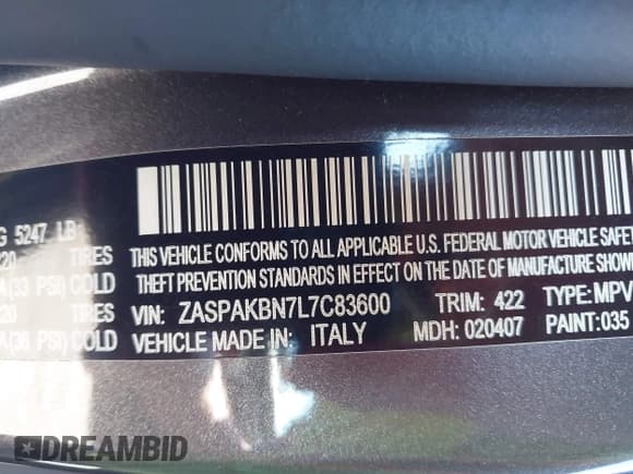 ✅ 2020 Alfa Romeo Stelvio Ti • VIN: ZASPAKBN7L7C83600 • Lot: 43265226. Listed on IAAI with 56,935 mi. Free auction sales archive from the USA and detailed vehicle history report at DreamBid. Image 9.