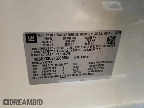 ✅ 2015 Chevrolet Silverado 1500 LTZ • VIN: 3GCUKSEJ2FG333684 • Лот: 52302485. Опубликован ранее на Copart с пробегом 53 932 миль. Бесплатный доступ к архиву аукционных продаж из США и подробный отчёт об истории автомобиля на DreamBid. Изображение 14.