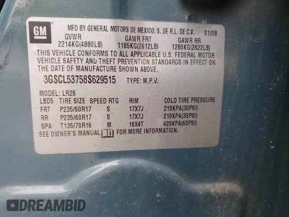 2008 Saturn VUE XR z VIN 3GSCL53758S629515, wystawiony jako Copart lot #41395595 z przebiegiem 153 034 mil mil oraz Szkoda całkowita • Salvage title. Historia ofert i sprzedaży dostępna na DreamBid. Obrazek 13.