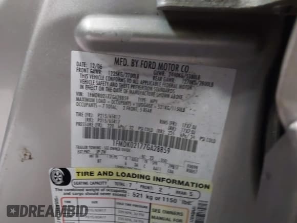 ✅ 2007 Ford Freestyle SEL • VIN: 1FMDK02177GA28859 • Лот: 43724034. Опубликован ранее на IAAI с пробегом 203 871 миль. Бесплатный доступ к архиву аукционных продаж из США и подробный отчёт об истории автомобиля на DreamBid. Изображение 9.