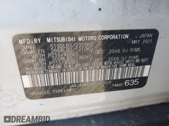 ✅ 2022 Mitsubishi Outlander SEL • VIN: JA4J4VA81NZ017929 • Lot: 42173031. Wystawiony na IAAI z przebiegiem 78 933 mil. Bezpłatny archiwum sprzedaży aukcyjnych z USA i szczegółowy raport historii pojazdu na DreamBid. Zdjęcie 9.