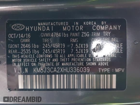 ✅ 2017 Hyundai Tucson Sport • VIN: KM8J3CA2XHU336039 • Лот: 43396482. Опубликован ранее на IAAI с пробегом 107 326 миль. Бесплатный доступ к архиву аукционных продаж из США и подробный отчёт об истории автомобиля на DreamBid. Изображение 9.