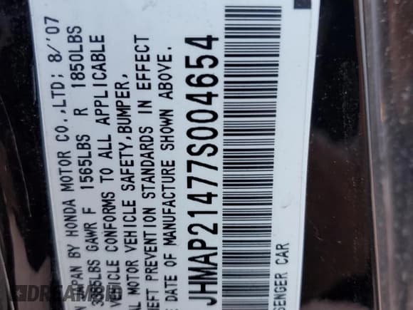 ✅ 2007 Honda S2000 • VIN: JHMAP21477S004654 • Лот: 76628224. Опубликован ранее на Copart с пробегом 67 063 миль. Бесплатный доступ к архиву аукционных продаж из США и подробный отчёт об истории автомобиля на DreamBid. Изображение 12.