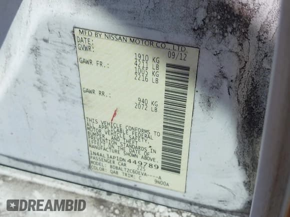 ✅ 2013 Nissan Altima SL • VIN: 1N4AL3AP1DN449789 • Лот: 42836159. Опубликован ранее на IAAI с пробегом 104 587 миль. Бесплатный доступ к архиву аукционных продаж из США и подробный отчёт об истории автомобиля на DreamBid. Изображение 6.