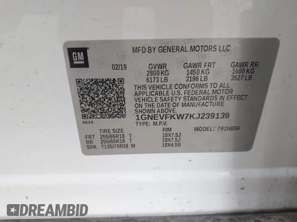 ✅ 2019 Chevrolet Traverse LS • VIN: 1GNEVFKW7KJ239139 • Lot: 43141752. Wystawiony na IAAI z przebiegiem Nie podano. Bezpłatny archiwum sprzedaży aukcyjnych z USA i szczegółowy raport historii pojazdu na DreamBid. Zdjęcie 9.