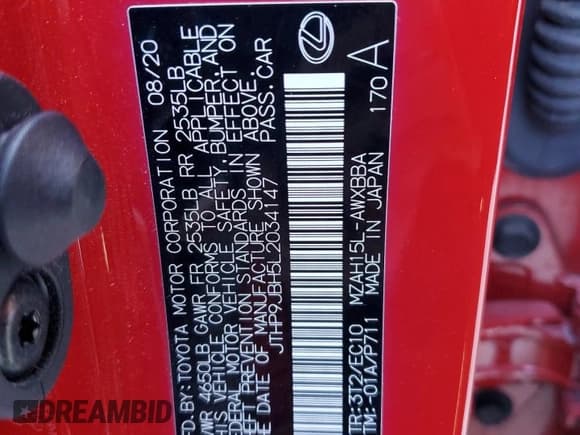 ✅ 2020 Lexus UX 250h • VIN: JTHP9JBH5L2034147 • Лот: 52982925. Опубликован ранее на Copart с пробегом 40 105 миль. Бесплатный доступ к архиву аукционных продаж из США и подробный отчёт об истории автомобиля на DreamBid. Изображение 14.