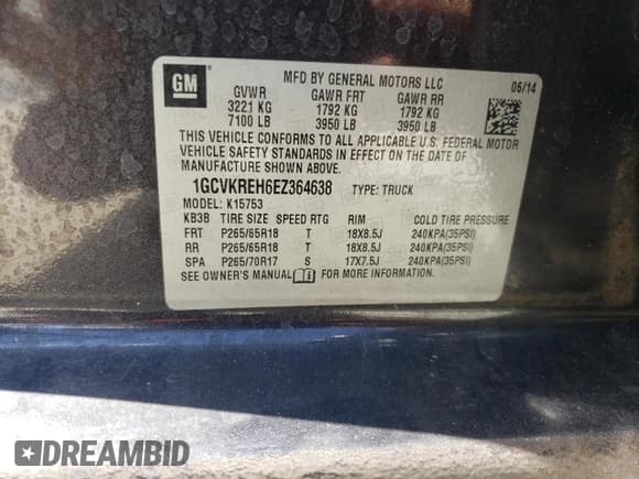 ✅ 2014 Chevrolet Silverado 1500 LT • VIN: 1GCVKREH6EZ364638 • Лот: 73570594. Опубликован ранее на Copart с пробегом 91 577 миль. Бесплатный доступ к архиву аукционных продаж из США и подробный отчёт об истории автомобиля на DreamBid. Изображение 12.