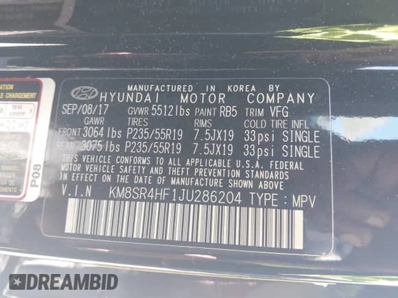 2018 Hyundai Santa Fe SE Ultimate z VIN KM8SR4HF1JU286204, wystawiony jako IAAI lot #42050203 z przebiegiem 118 072 mil mil oraz . Historia ofert i sprzedaży dostępna na DreamBid. Obrazek 9.