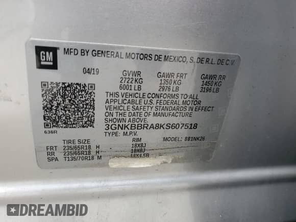 ✅ 2019 Chevrolet Blazer • VIN: 3GNKBBRA8KS607518 • Лот: 71931825. Размещён на Copart с пробегом 51 842 миль миль. Получите бесплатный доступ к архиву аукционных продаж из США и посмотрите подробный отчёт об истории автомобиля на DreamBid. Изображение 13.