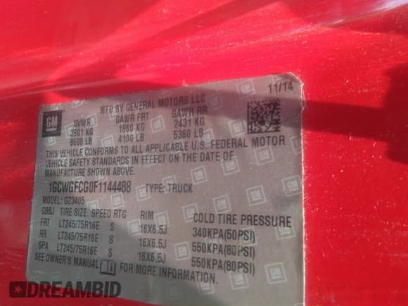 ✅ 2015 Chevrolet Express Cargo • VIN: 1GCWGFCG0F1144488 • Lot: 37069299. Listed on IAAI with Not provided. Free auction sales archive from the USA and detailed vehicle history report at DreamBid. Image 9.