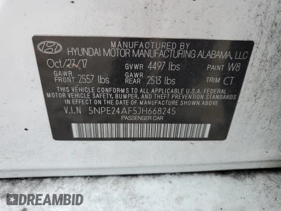 ✅ 2018 Hyundai Sonata SE • VIN: 5NPE24AF5JH668245 • Lot: 67388712. Listed on Copart with 53,694 mi. Free auction sales archive from the USA and detailed vehicle history report at DreamBid. Image 14.