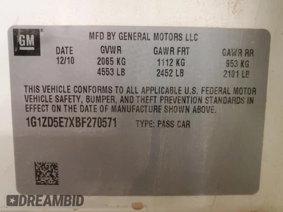 ✅ 2011 Chevrolet Malibu 2LT • VIN: 1G1ZD5E7XBF270571 • Lot: 80665404. Listed on Copart with 96,942 mi. Free auction sales archive from the USA and detailed vehicle history report at DreamBid. Image 13.