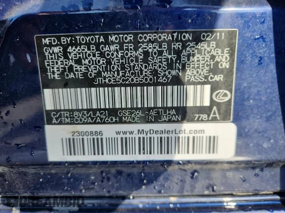 ✅ 2011 Lexus IS 350 • VIN: JTHCE5C20B5001467 • Lot: 70421745. Wystawiony na Copart z przebiegiem 122 847 mil. Bezpłatny archiwum sprzedaży aukcyjnych z USA i szczegółowy raport historii pojazdu na DreamBid. Zdjęcie 12.