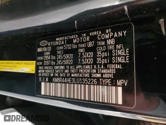 ✅ 2020 Hyundai Palisade SEL • VIN: KM8R44HE3LU135226 • Лот: 45422345. Опубликован ранее на Copart с пробегом 100 076 миль. Бесплатный доступ к архиву аукционных продаж из США и подробный отчёт об истории автомобиля на DreamBid. Изображение 13.