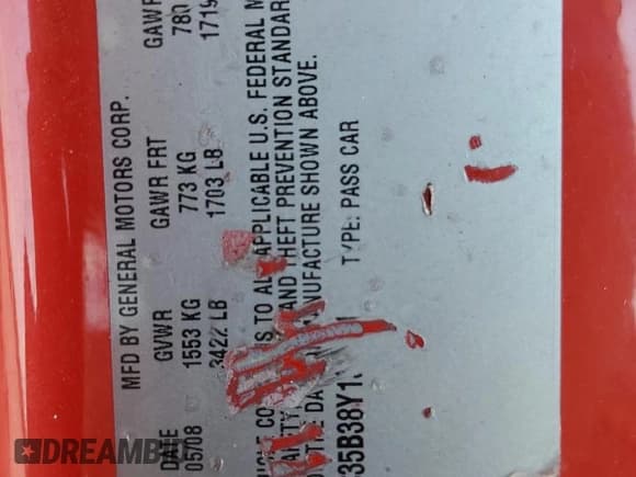 ✅ 2008 Saturn Sky • VIN: 1G8MC35B38Y133671 • Лот: 81038665. Опубликован ранее на Copart с пробегом 146 870 миль. Бесплатный доступ к архиву аукционных продаж из США и подробный отчёт об истории автомобиля на DreamBid. Изображение 12.