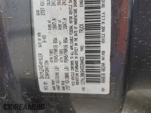 2004 Dodge Dakota Sport с VIN 1D7HL38K64S520463, выставлен на аукционе Copart как лот 79697504 с пробегом Не указан миль и Чистый • Clean title. История ставок и продаж доступна на DreamBid. Изображение 12.