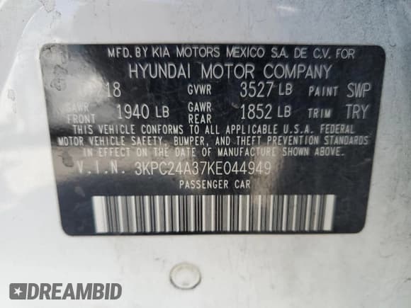 ✅ 2019 Hyundai Accent SE • VIN: 3KPC24A37KE044949 • Лот: 72820254. Опубликован ранее на Copart с пробегом 104 914 миль. Бесплатный доступ к архиву аукционных продаж из США и подробный отчёт об истории автомобиля на DreamBid. Изображение 12.