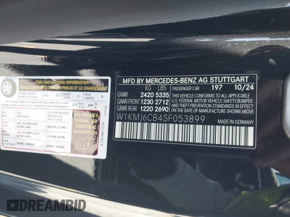 ✅ 2025 Mercedes-Benz CLE 53 AMG • VIN: W1KMJ6CB4SF053899 • Лот: 42297537. Опубликован ранее на IAAI с пробегом 4 509 миль. Бесплатный доступ к архиву аукционных продаж из США и подробный отчёт об истории автомобиля на DreamBid. Изображение 9.