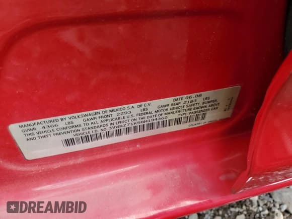 ✅ 2008 Volkswagen Jetta SE • VIN: 3VWRZ71K58M194360 • Lot: 87380205. Listed on Copart with 32,987 mi. Free auction sales archive from the USA and detailed vehicle history report at DreamBid. Image 12.