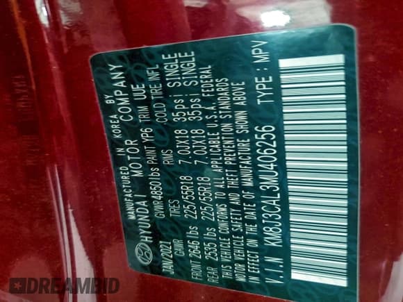 ✅ 2021 Hyundai Tucson Ultimate • VIN: KM8J3CAL3MU406256 • Lot: 94074285. Listed on Copart with 39,410 mi. Free auction sales archive from the USA and detailed vehicle history report at DreamBid. Image 14.