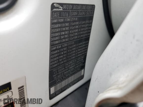 ✅ 2017 Jaguar F-Pace 20d Prestige • VIN: SADCK2BN3HA492562 • Lot: 86274455. Wystawiony na Copart z przebiegiem Nie podano. Bezpłatny archiwum sprzedaży aukcyjnych z USA i szczegółowy raport historii pojazdu na DreamBid. Zdjęcie 13.