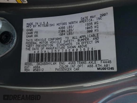 ✅ 2008 Mitsubishi Eclipse GS • VIN: 4A3AL25F78E003624 • Lot: 61991725. Wystawiony na Copart z przebiegiem Nie podano. Bezpłatny archiwum sprzedaży aukcyjnych z USA i szczegółowy raport historii pojazdu na DreamBid. Zdjęcie 12.